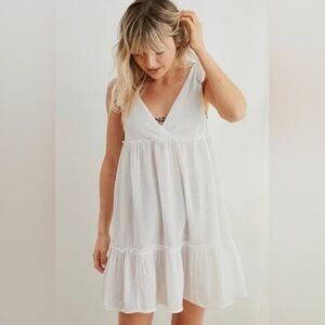 AERIE White 100% Cotton Tie Shoulder Sleeveless dress Size Medium
